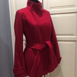 Red Wool Blend Coat